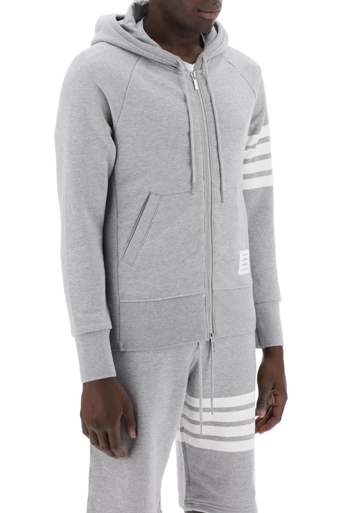 4-bar zip-up hoodie MJT022H 00535 LIGHT GREY