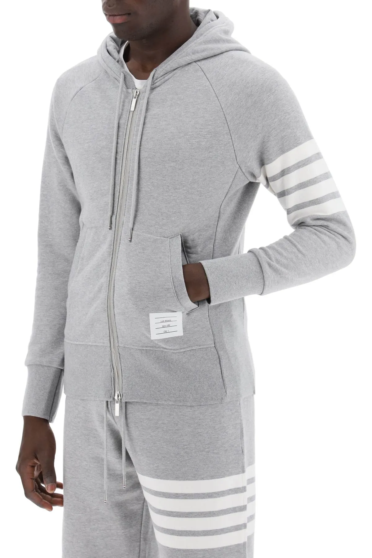 4-bar zip-up hoodie MJT022H 00535 LIGHT GREY