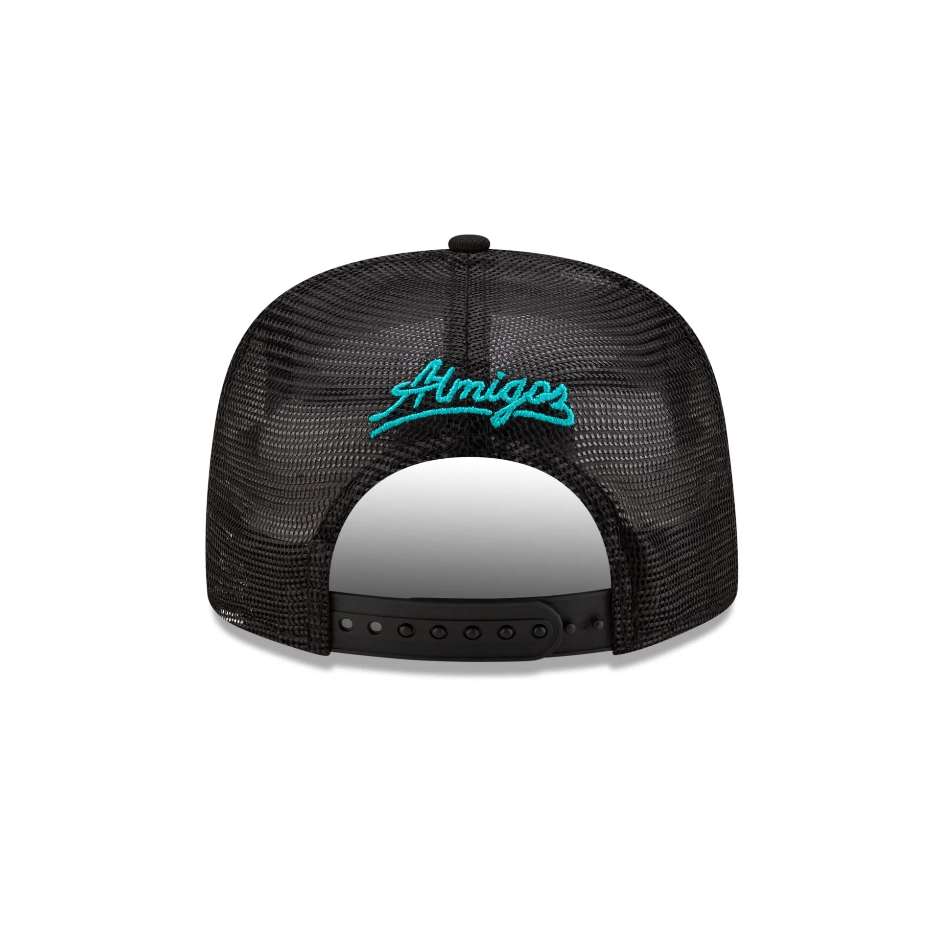 Almigos X New Era Black 9FIFTY Original Fit Trucker