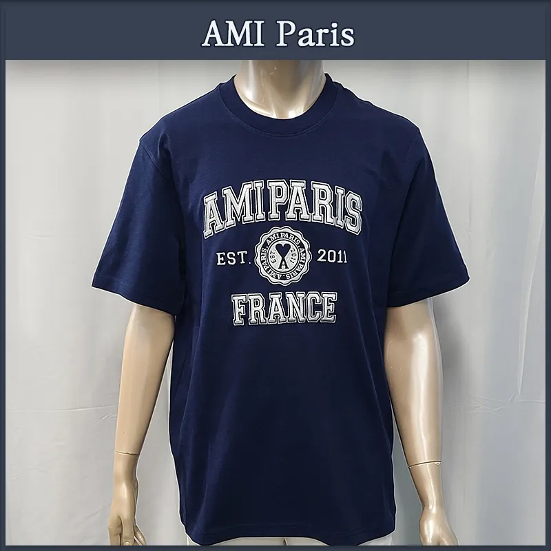 AMI PARIS  |Unisex Street Style Logo Designers T-Shirts