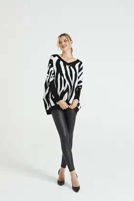 Angeleye Oversized Zebra Print Knitted Jumper