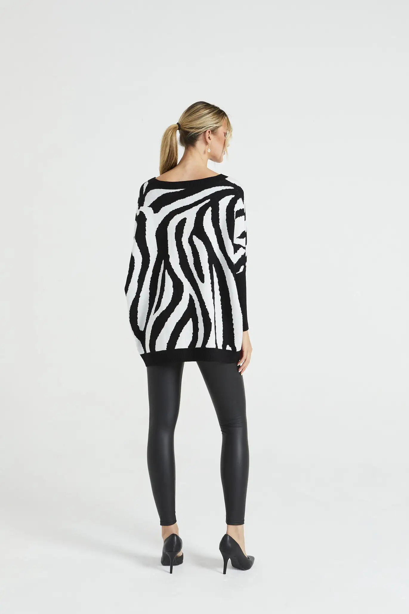 Angeleye Oversized Zebra Print Knitted Jumper