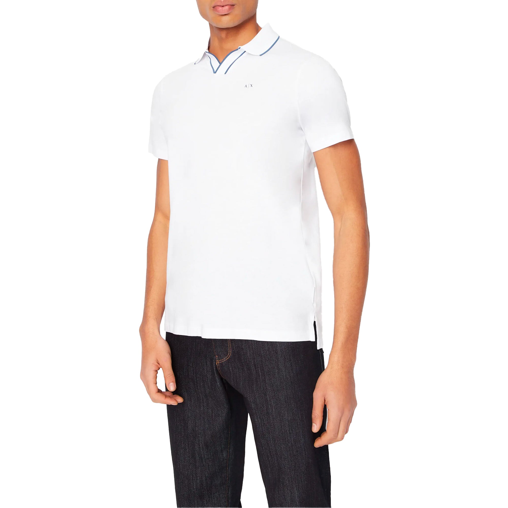 Armani Exchange 3RZFFC Open Neck Polo - White