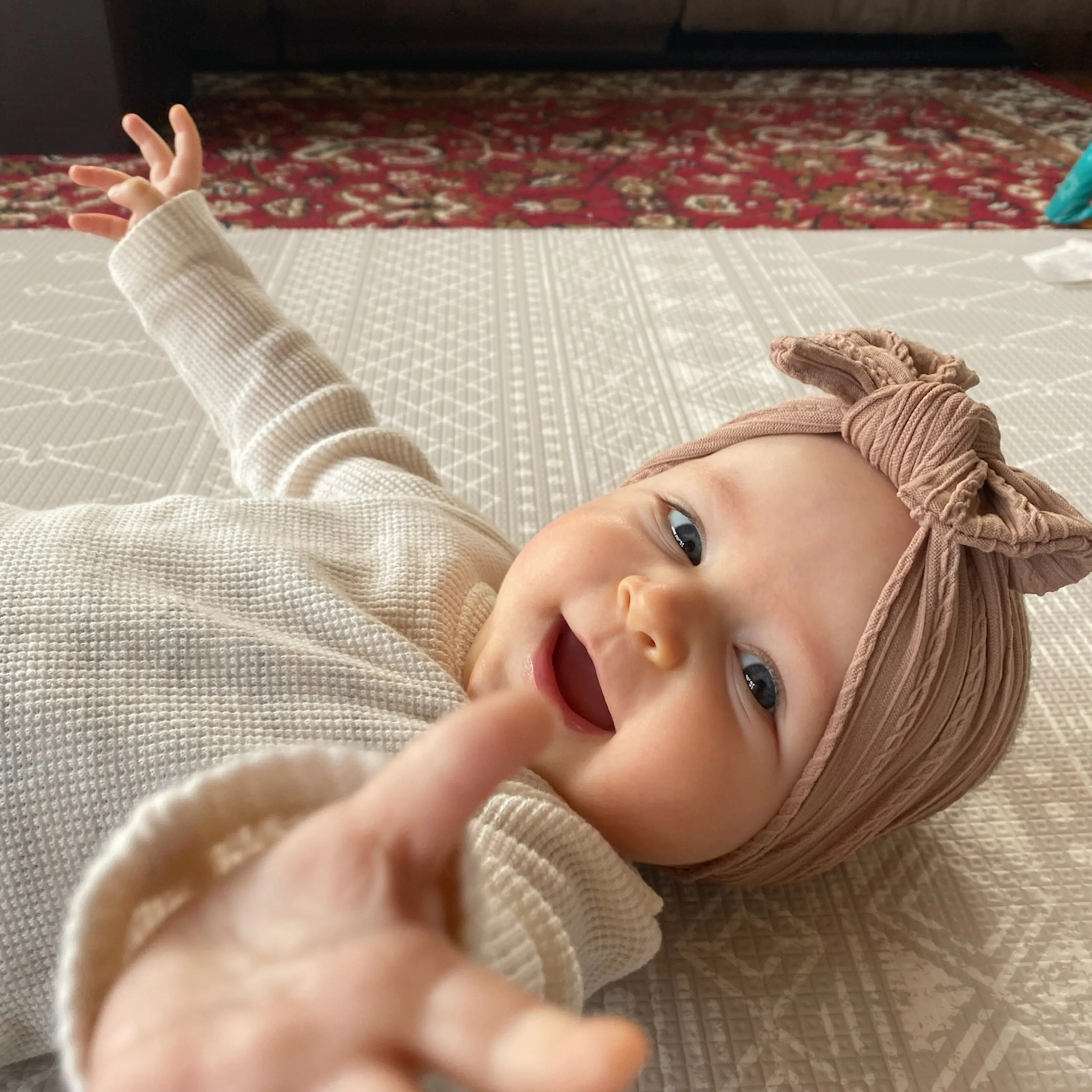 Baby Top Knot Single Bow Headband Mint