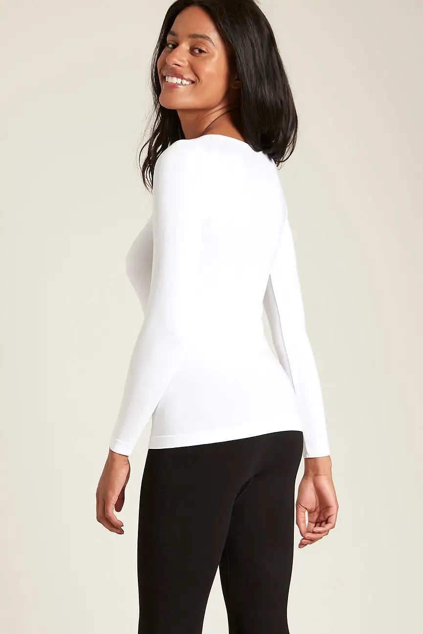 Bamboo Long Sleeve Crew Neck Top - Black ,  White