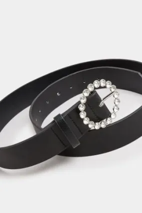 Black Diamante Circle Buckle Belt