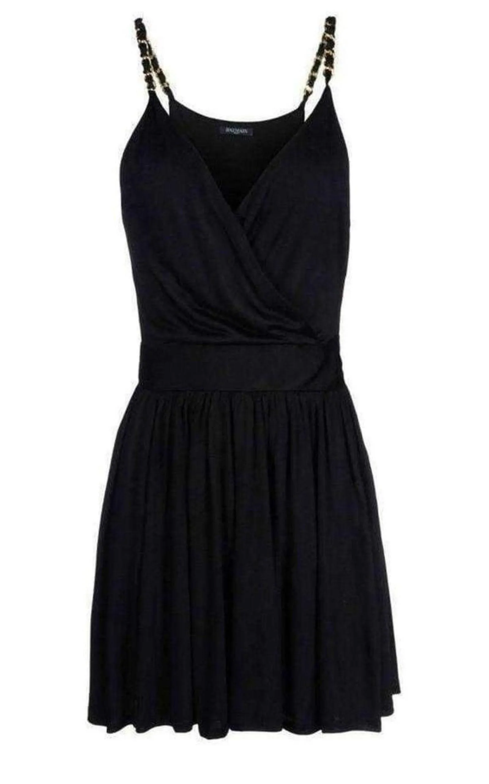 Black Fitted Wrap Metal Chain Straps Dress