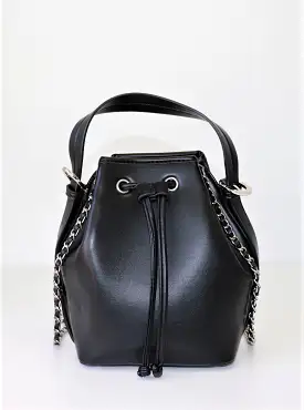 Black Vegan Backpack with Chain Straps