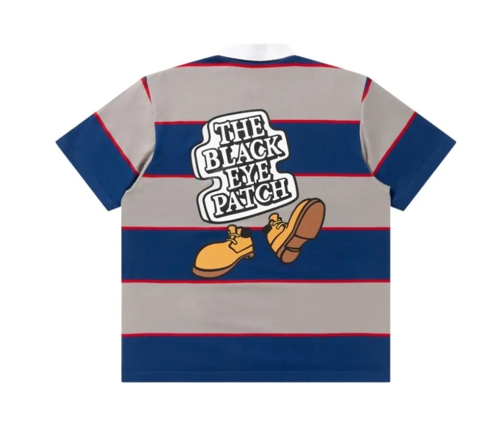 BlackEyePatch  |Stripes Unisex Cotton Short Sleeves Logo Skater Style