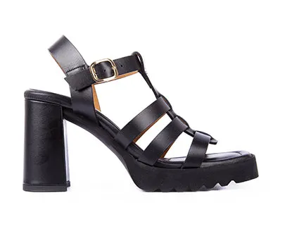 Block Heel Sandals, Black