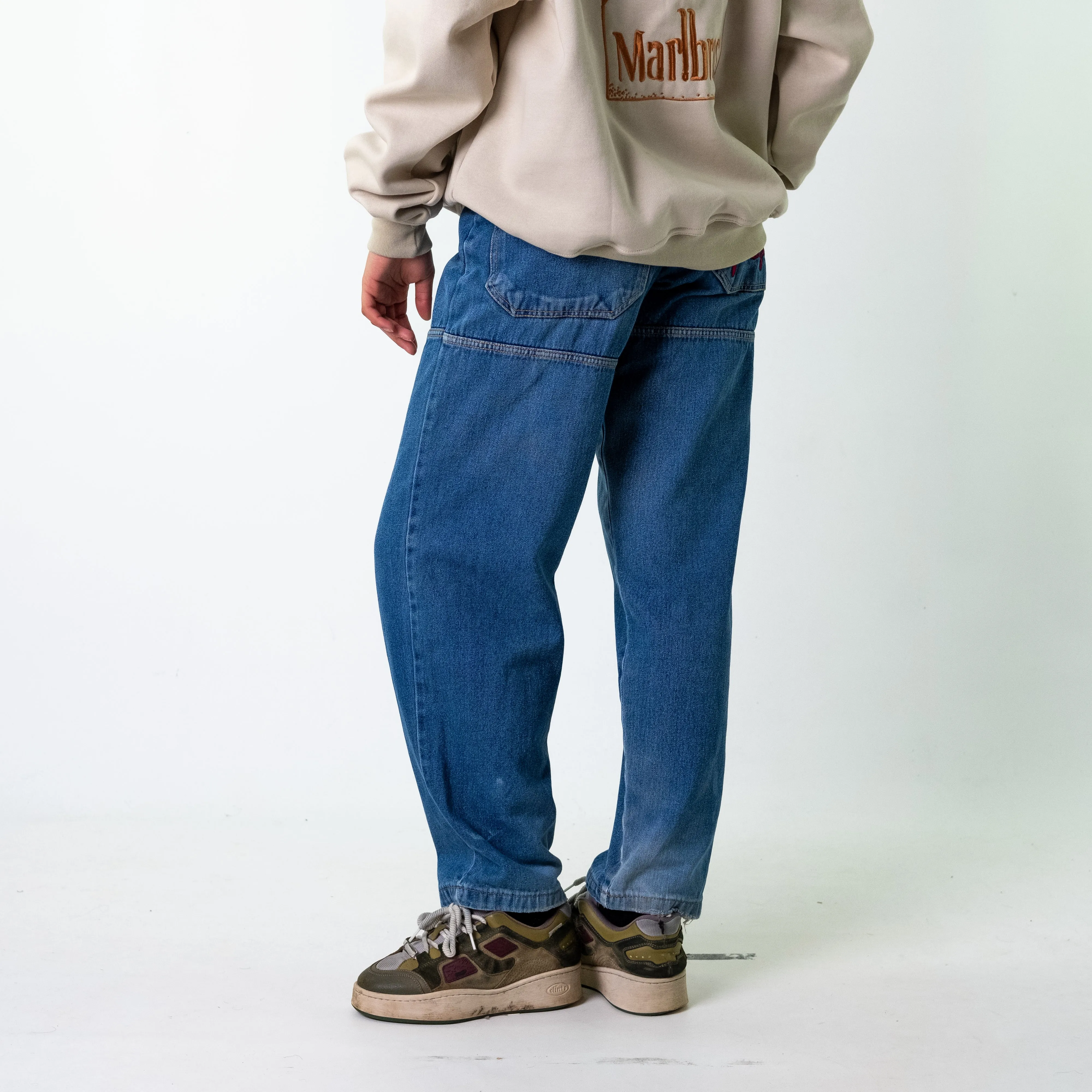 Blue Denim 90s Baggy Hip Hop Phat Jean Co. Cargo Skater Trousers Pants Jeans (28x32)