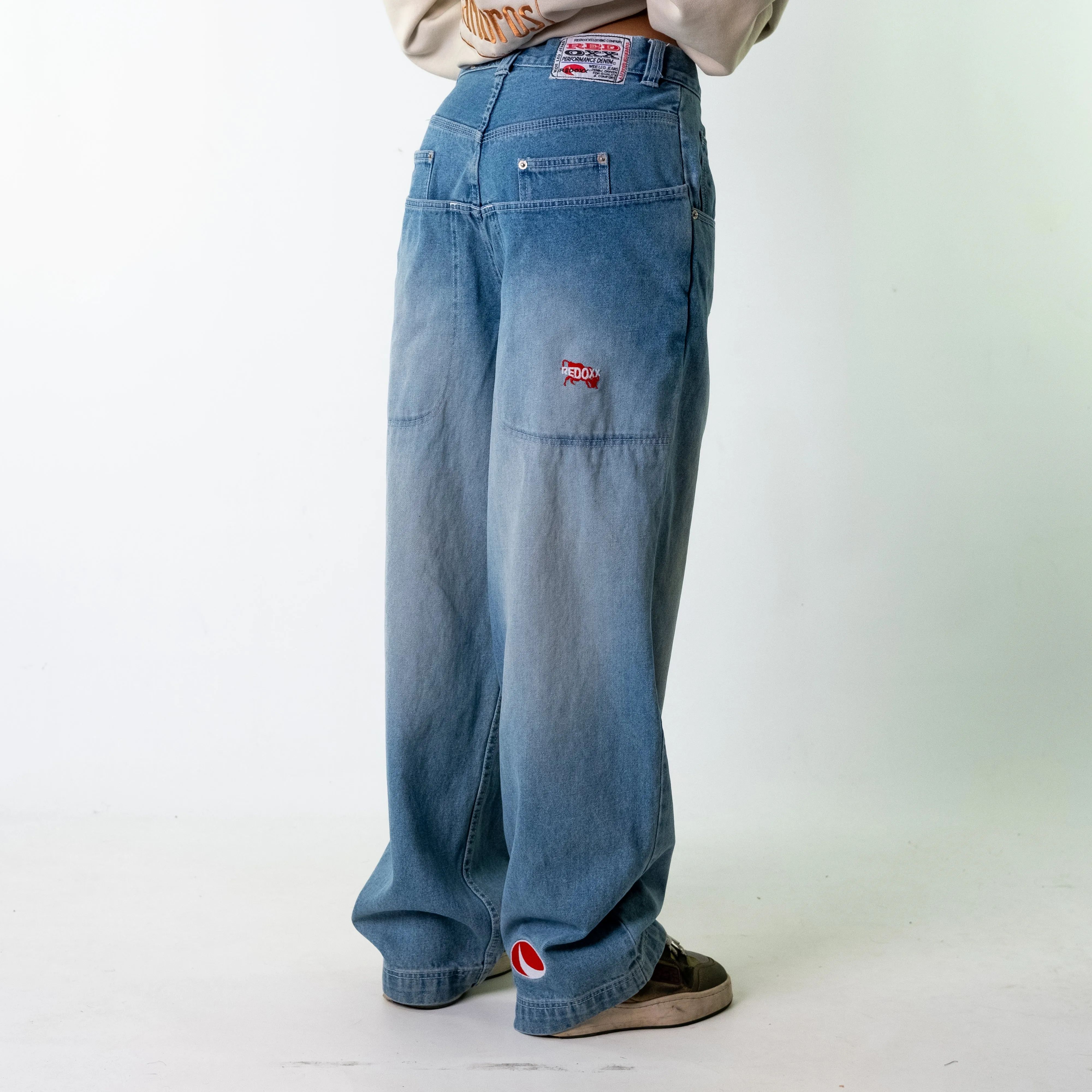 Blue Denim 90s Baggy Hip Hop Redoxx Cargo Skater Trousers Pants Jeans (30x33)