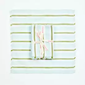 Bonnie & Neil- Woven Stripe Napkins in Mint Set/6