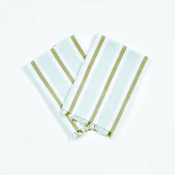 Bonnie & Neil- Woven Stripe Napkins in Mint Set/6