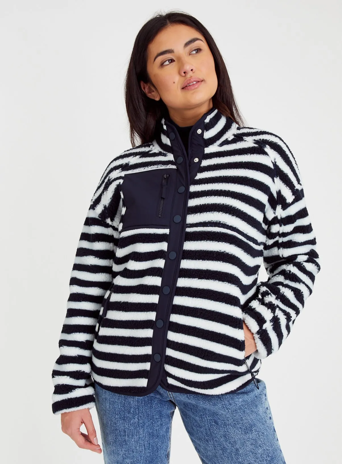 Buy Navy Stripe Fleece  24 | Hoodies and sweatshirts | Tu