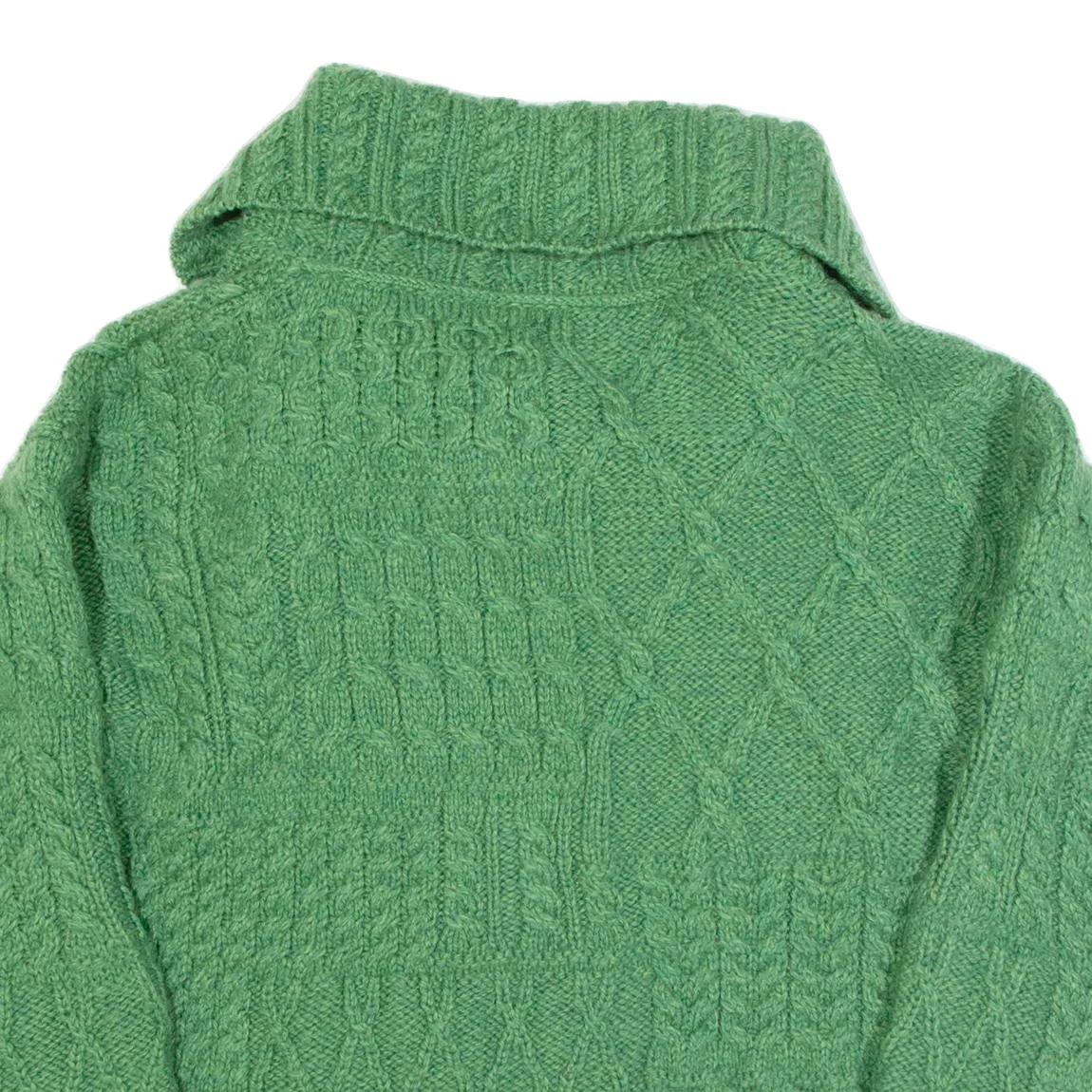 CARRAIG DONN Womens Aran Cardigan Green Collared Cable Knit Wool M