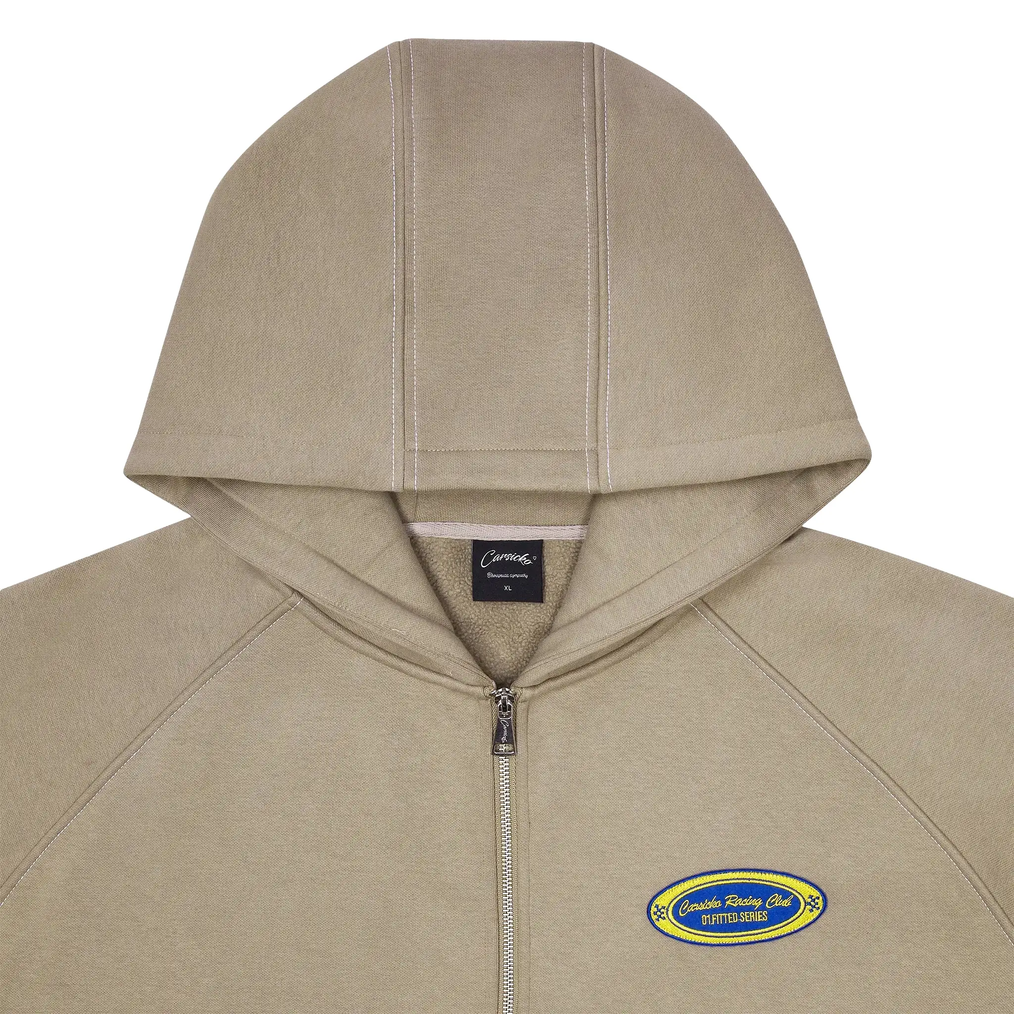 Carsicko Racing Club Zip-Up Cream Hoodie