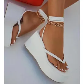 Chain Straps Wedge Sandals