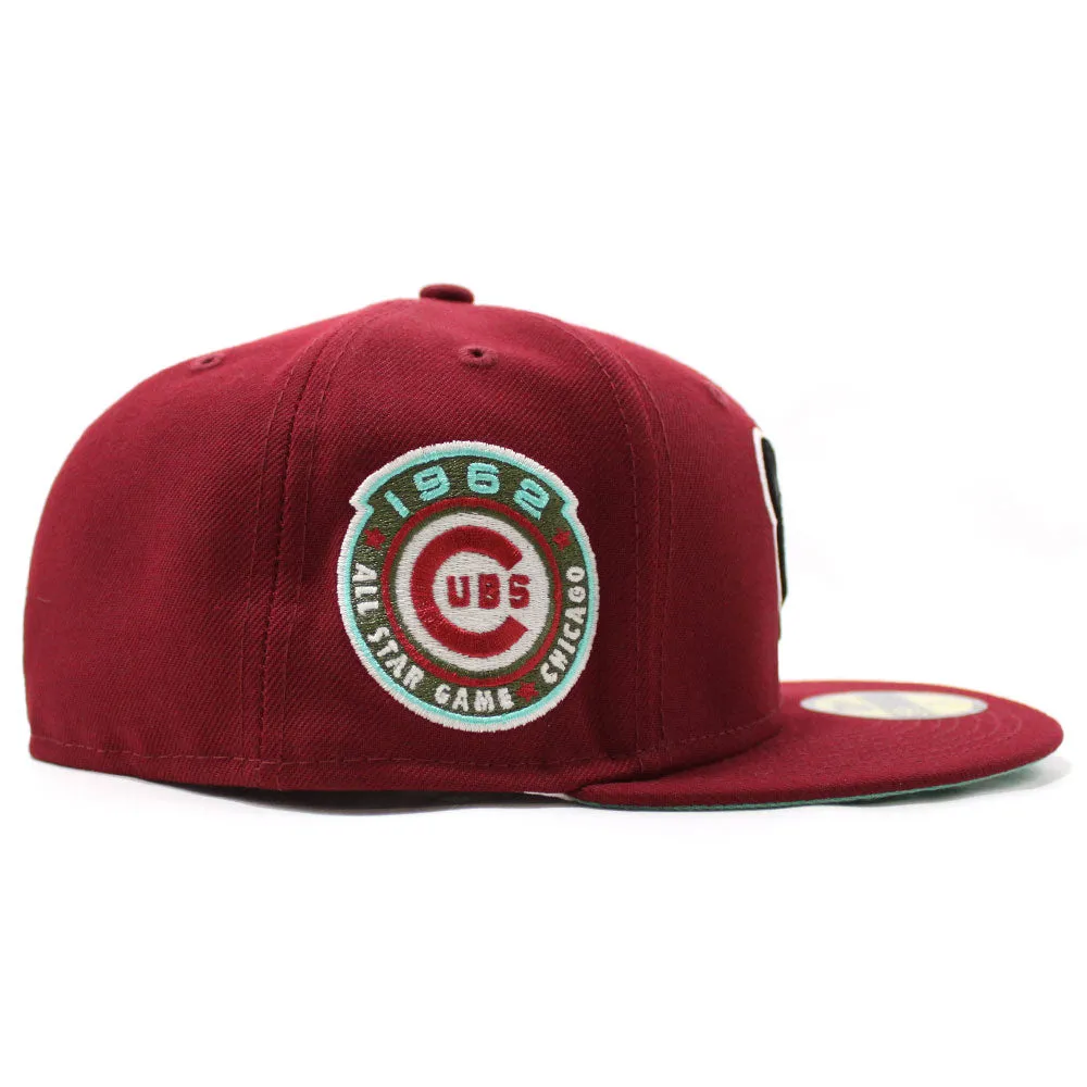 Chicago Cubs 1962 All-Star Game New Era 59Fifty Fitted Hat (Glow in the Dark Cardinal Mint Under Brim)