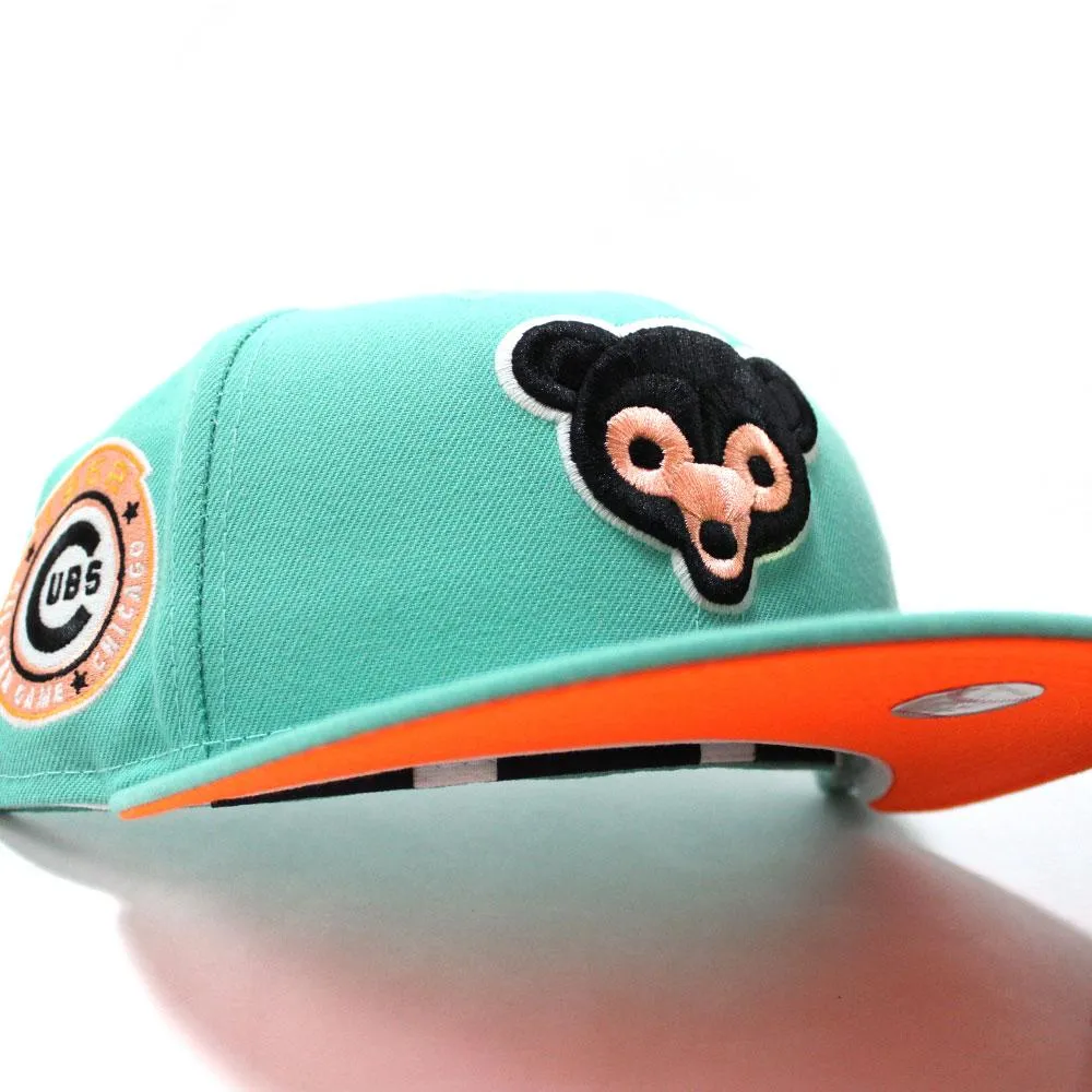 Chicago Cubs 1962 All Star Game New Era 59Fifty Fitted Hat (Glow in the Dark Logo Clear Mint Neon Orange Under Brim)