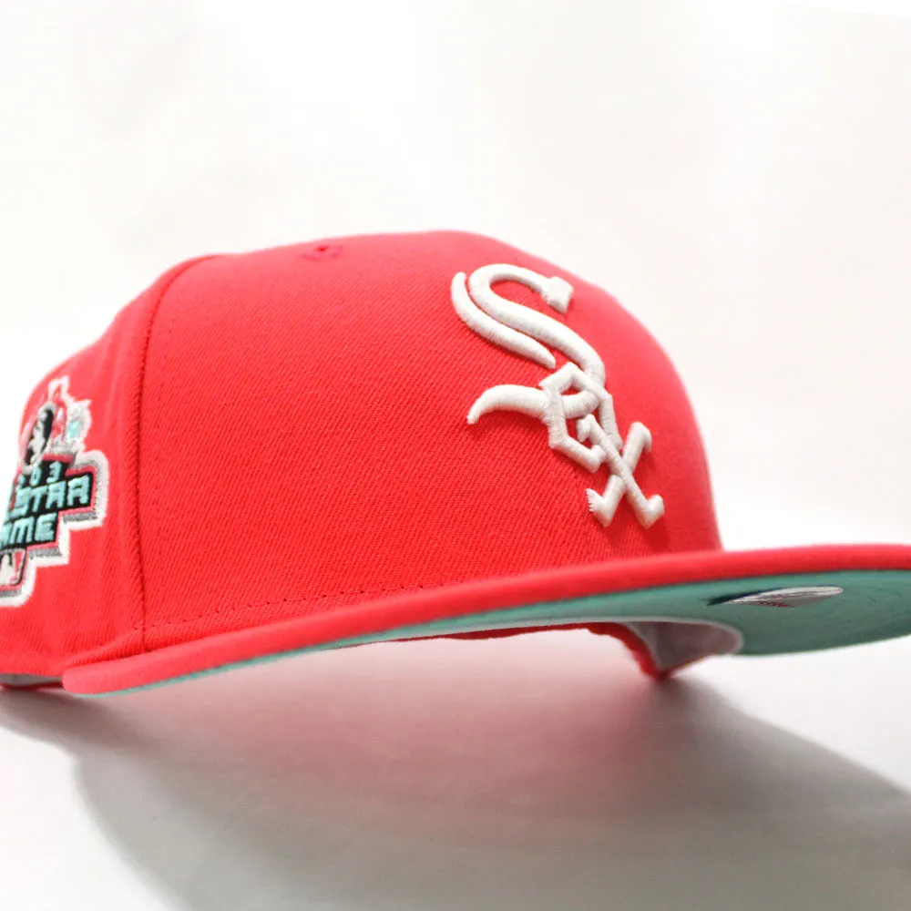 Chicago White Sox 2003 All Star Game New Era 59Fifty Fitted Hat (Lava Red Glow in the Dark Clear Mint Under Brim)