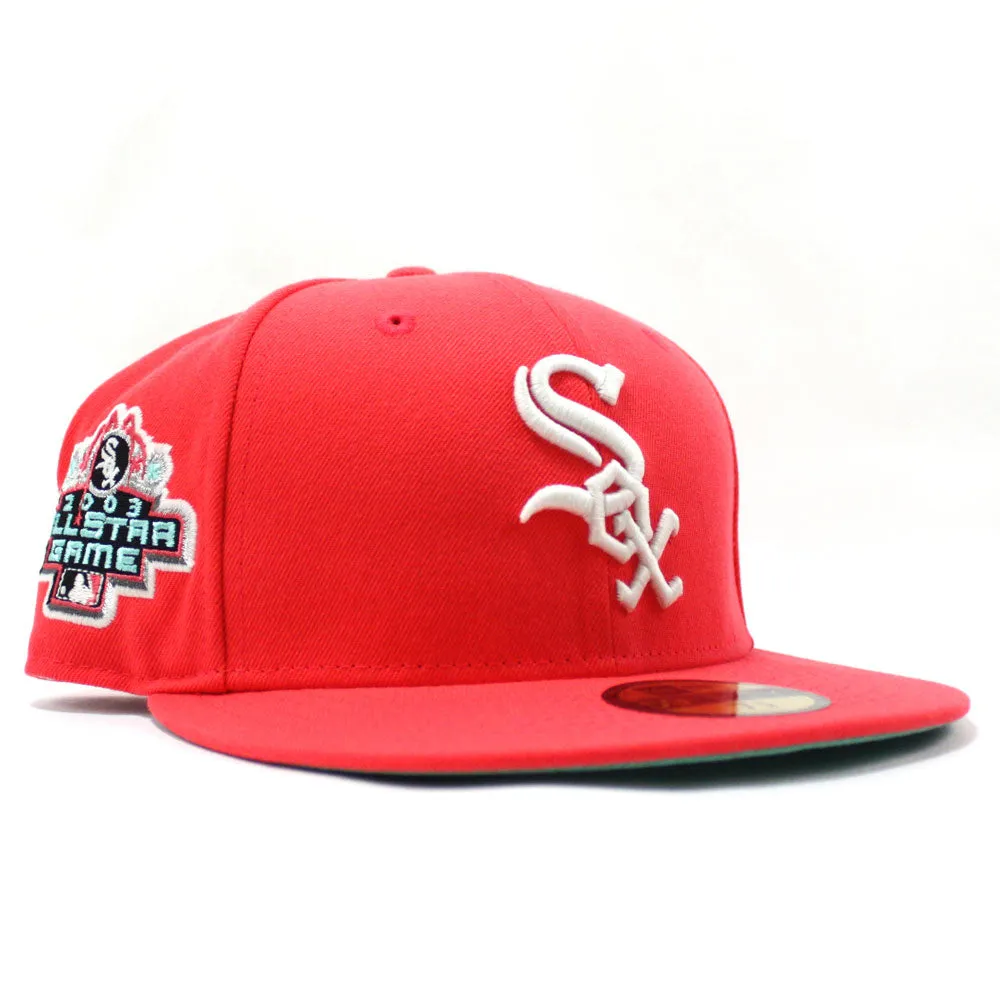 Chicago White Sox 2003 All Star Game New Era 59Fifty Fitted Hat (Lava Red Glow in the Dark Clear Mint Under Brim)