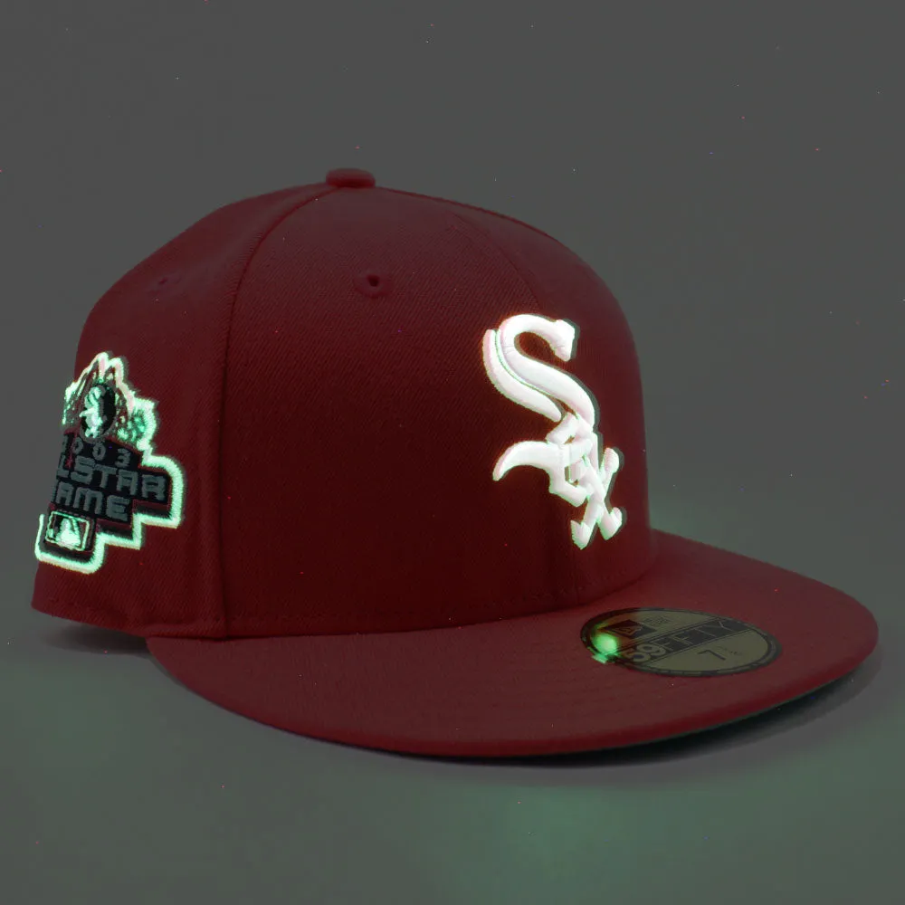 Chicago White Sox 2003 All Star Game New Era 59Fifty Fitted Hat (Lava Red Glow in the Dark Clear Mint Under Brim)