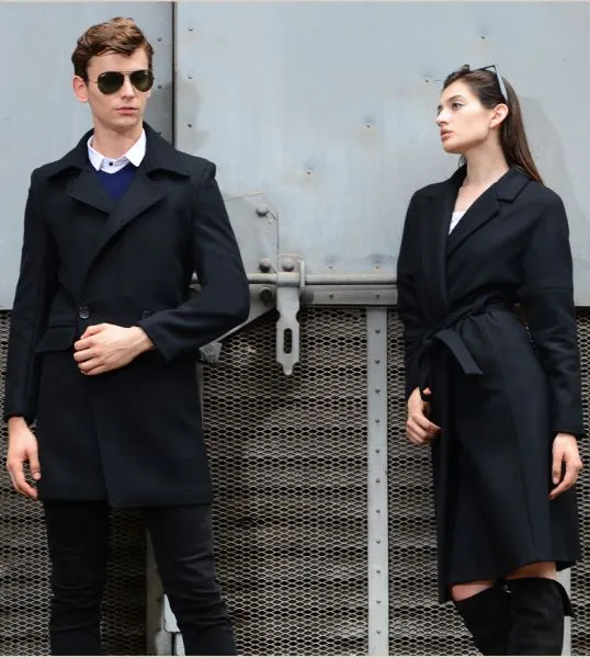 Classic Wool Coat with Single Button Row for Men