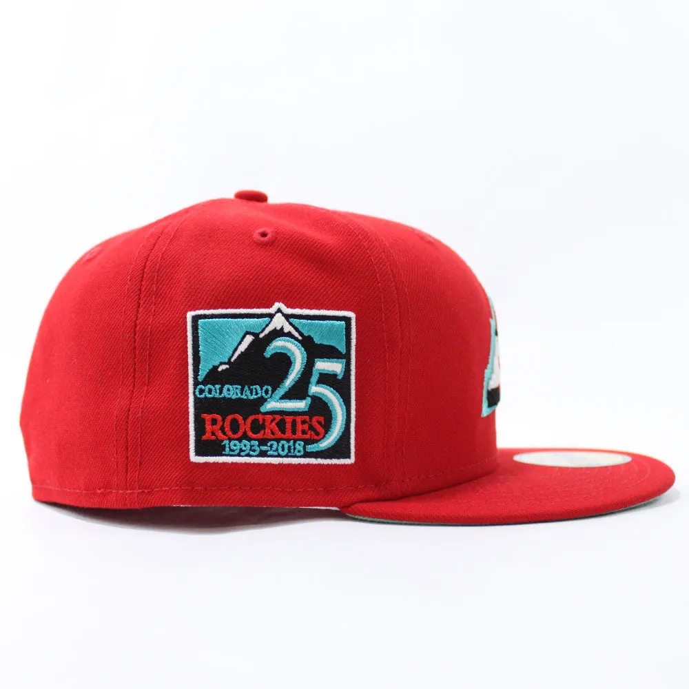 Colorado Rockies 25TH Anniversary New Era 59Fifty Fitted Hat (Red Glow in the Dark Mint Under Brim)