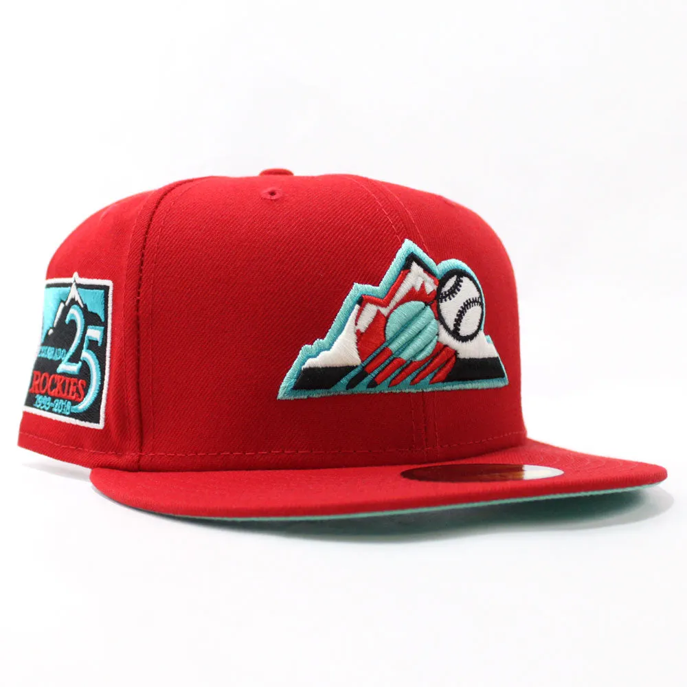 Colorado Rockies 25TH Anniversary New Era 59Fifty Fitted Hat (Red Glow in the Dark Mint Under Brim)