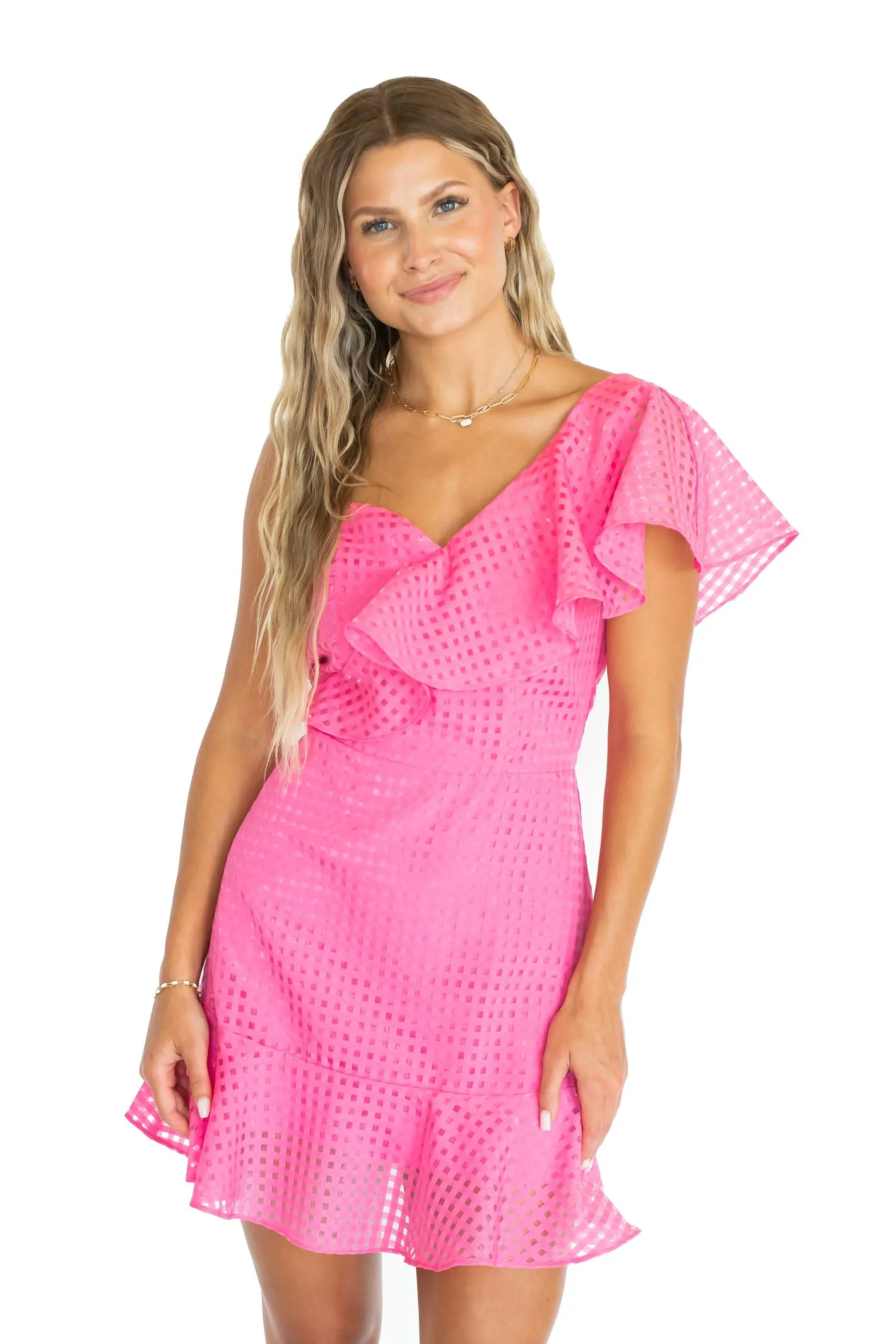 Completely In Love Pink Gingham Dress