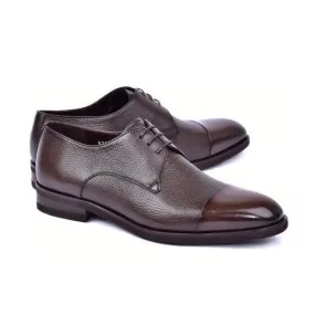 Corrente C001106-6793 Men's Shoes Brown Deer-Skin Leather Derby Cap-Toe Oxfords (CRT1482)