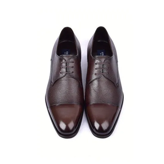 Corrente C001106-6793 Men's Shoes Brown Deer-Skin Leather Derby Cap-Toe Oxfords (CRT1482)