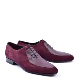 Corrente C0014024 5099 Men's Shoes Burgundy Suede / Calf-Skin Leather lace up Oxfords (CRT1303)