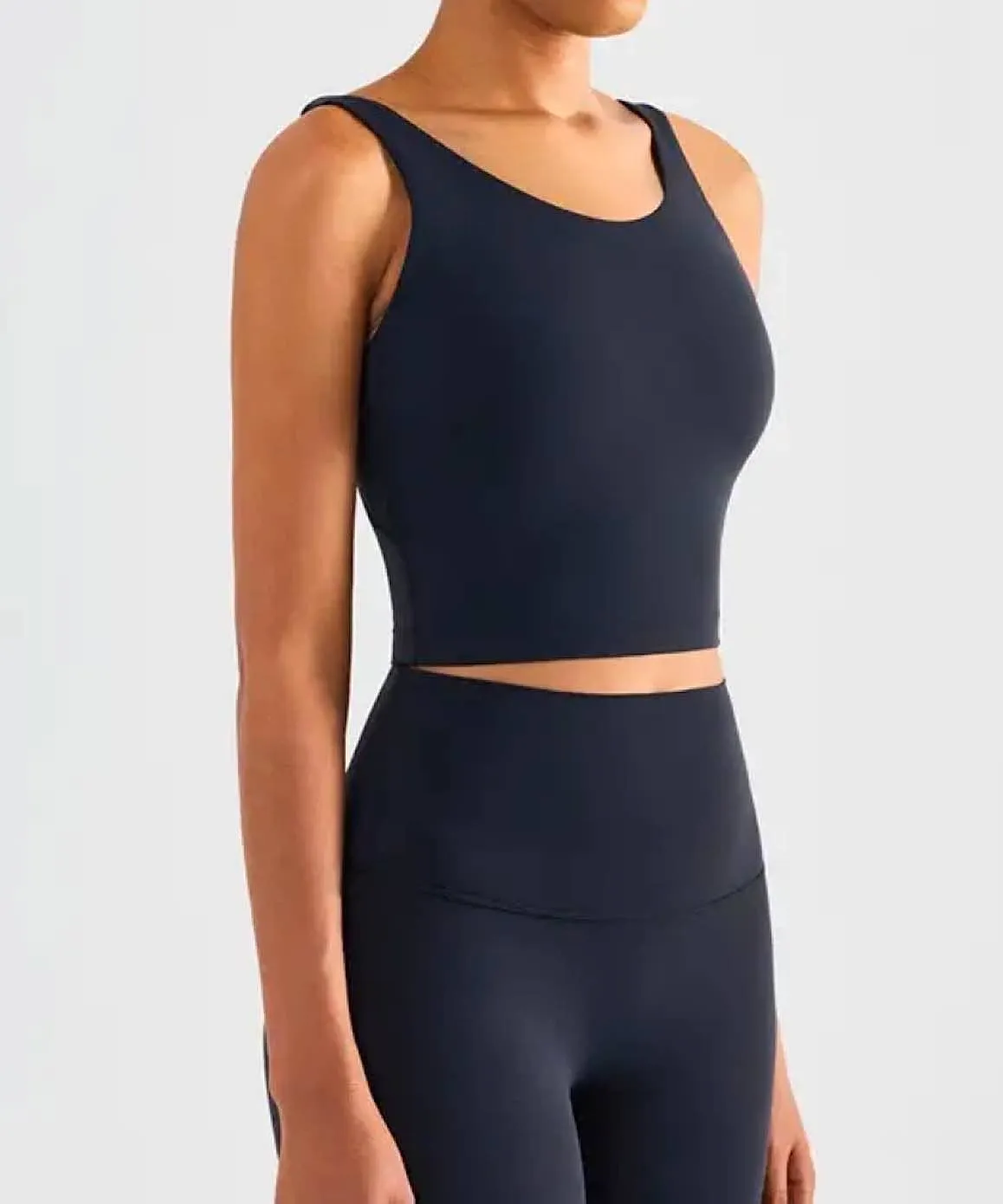 Cropped Lower Back Fitness Top In Black