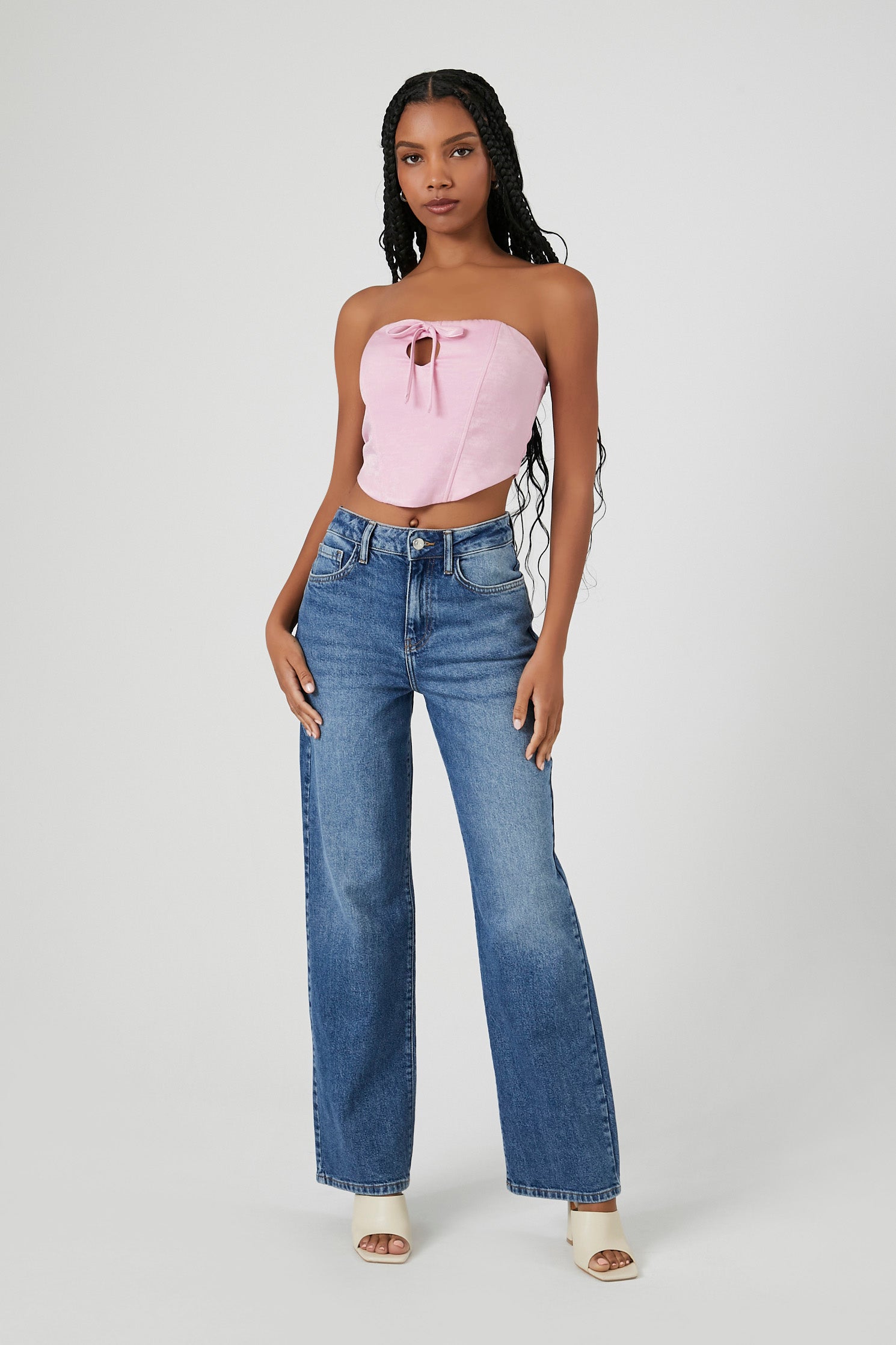 Cropped Satin Drawstring Tube Top