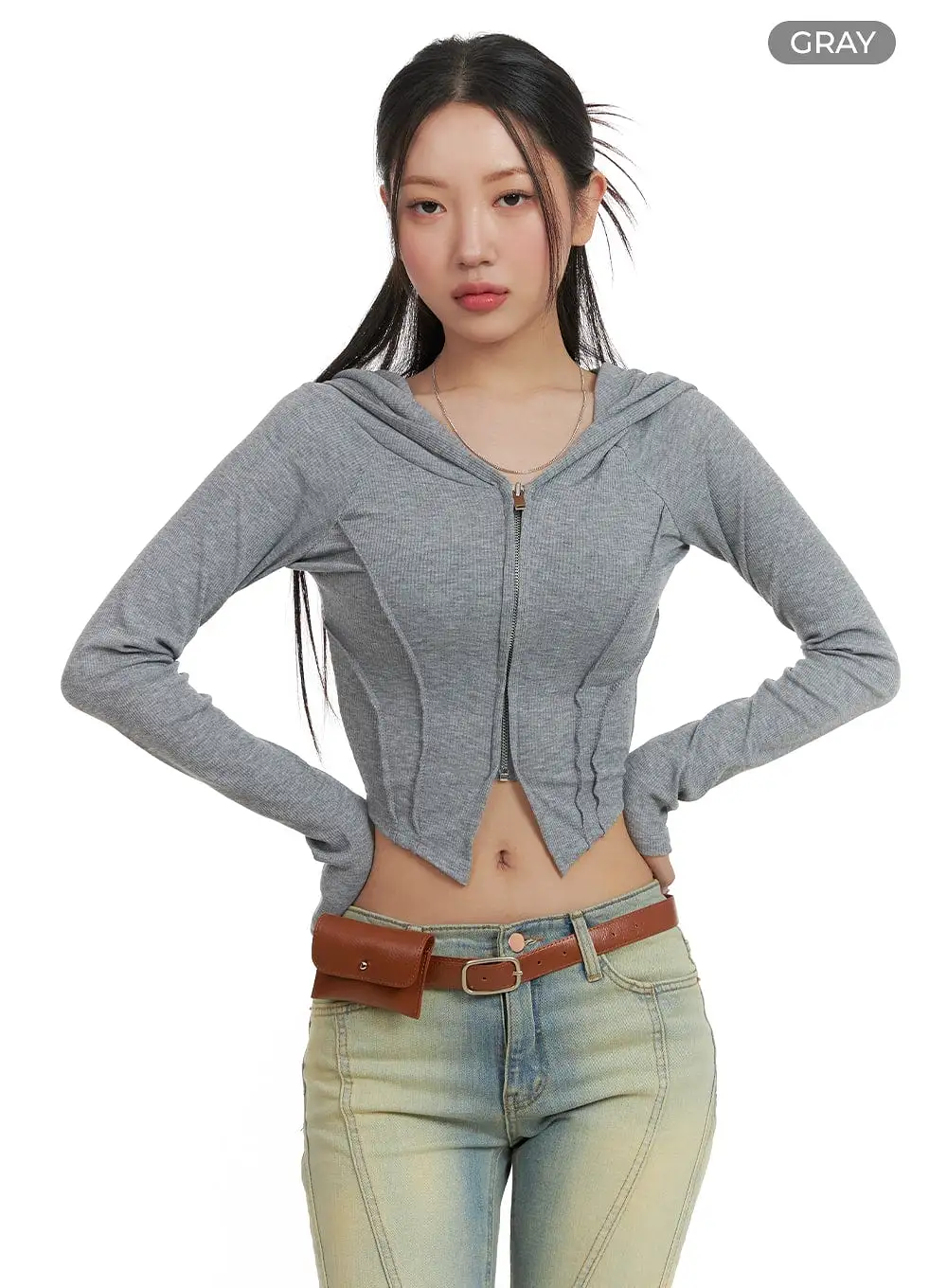 Cropped Zip-Up Hoodie CA416