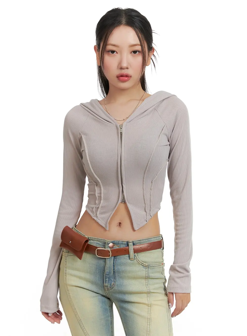 Cropped Zip-Up Hoodie CA416