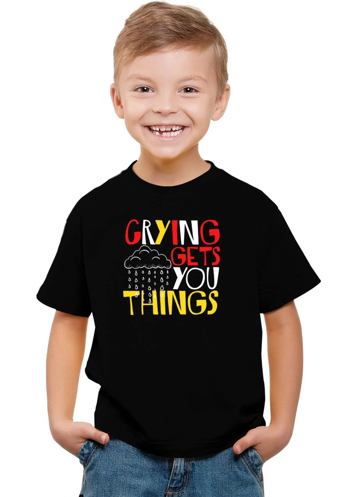 Crying Gets Things Kids T-Shirt