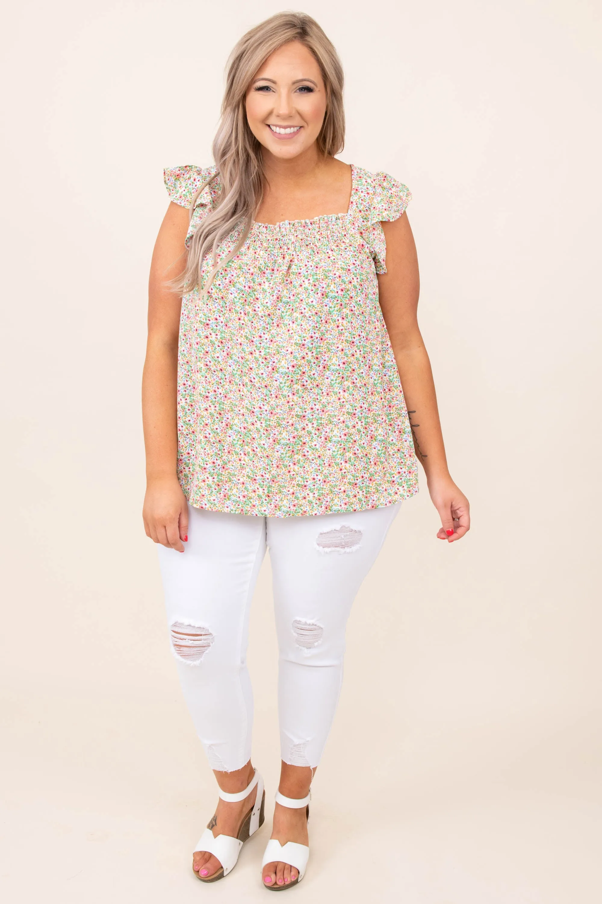 Delightful In Daisies Top, Mint