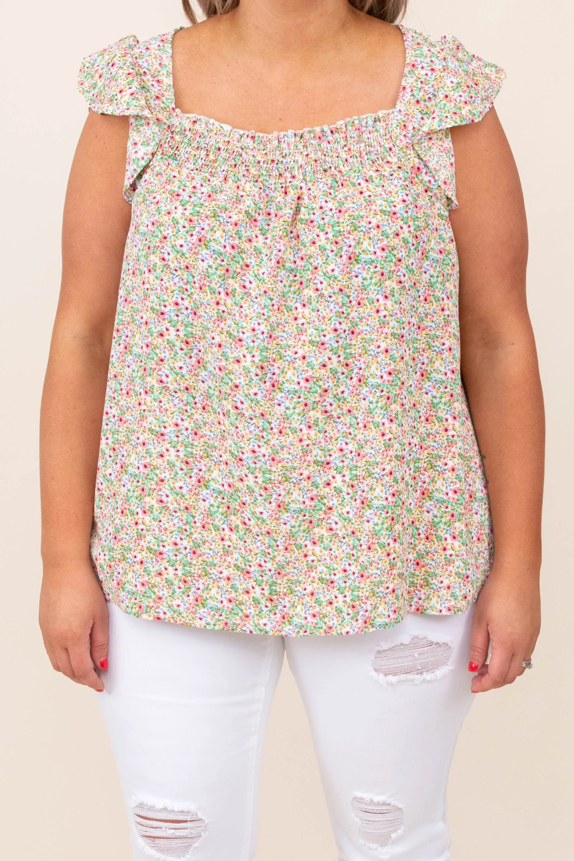 Delightful In Daisies Top, Mint