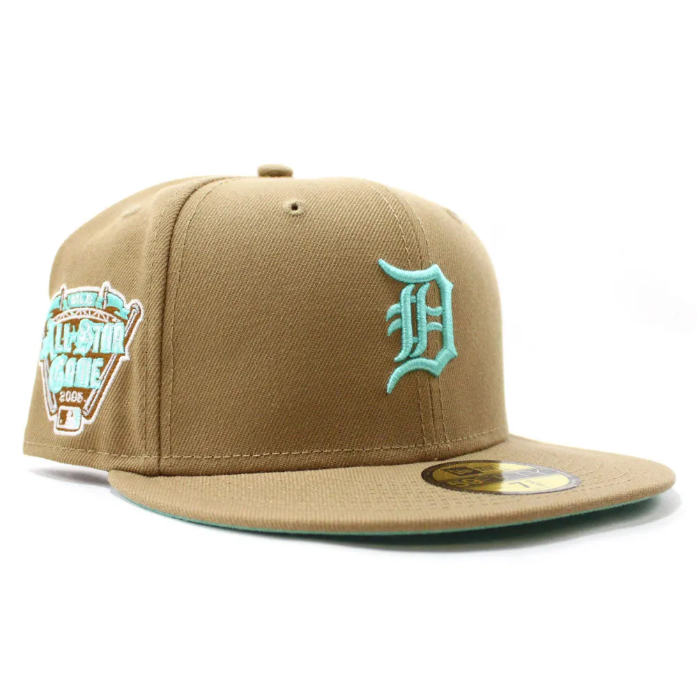 Detroit Tigers 2005 All-Star Game New Era 59Fifty Fitted Hat (Glow in the Dark Khaki Mint Under Brim)