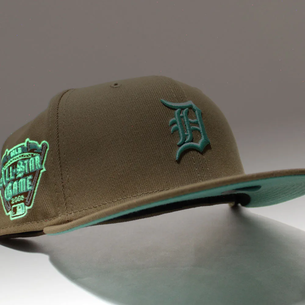 Detroit Tigers 2005 All-Star Game New Era 59Fifty Fitted Hat (Glow in the Dark Khaki Mint Under Brim)