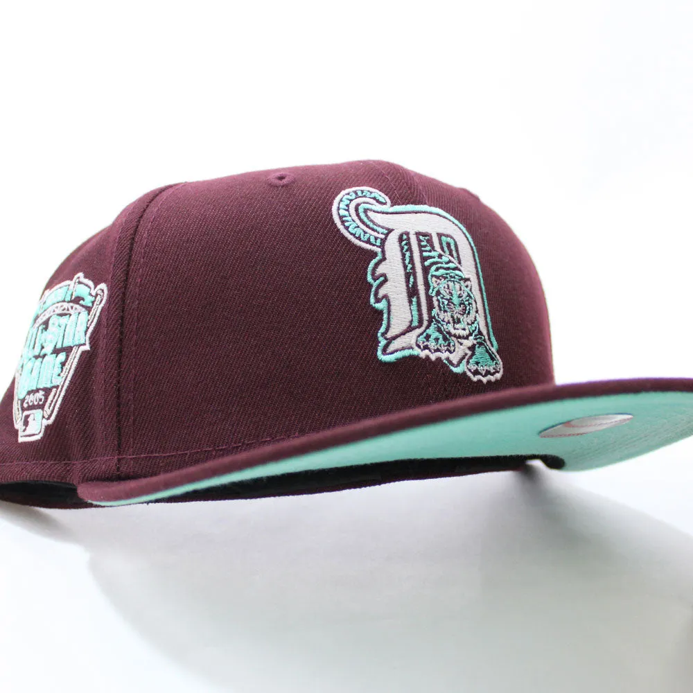 Detroit Tigers 2005 All-Star Game New Era 59Fifty Fitted Hat (Glow in the Dark Maroon Mint Under Brim)