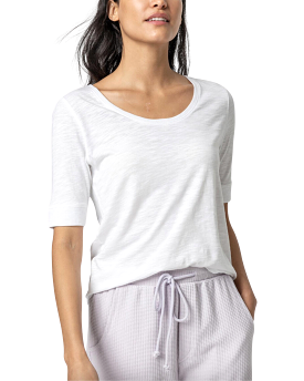 Elbow Sleeve Ballet Neck (White)