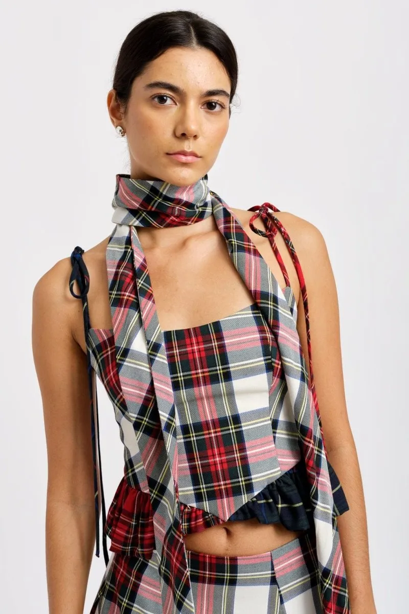 Eliza Faulkner Sienna Long Scarf (White Plaid)