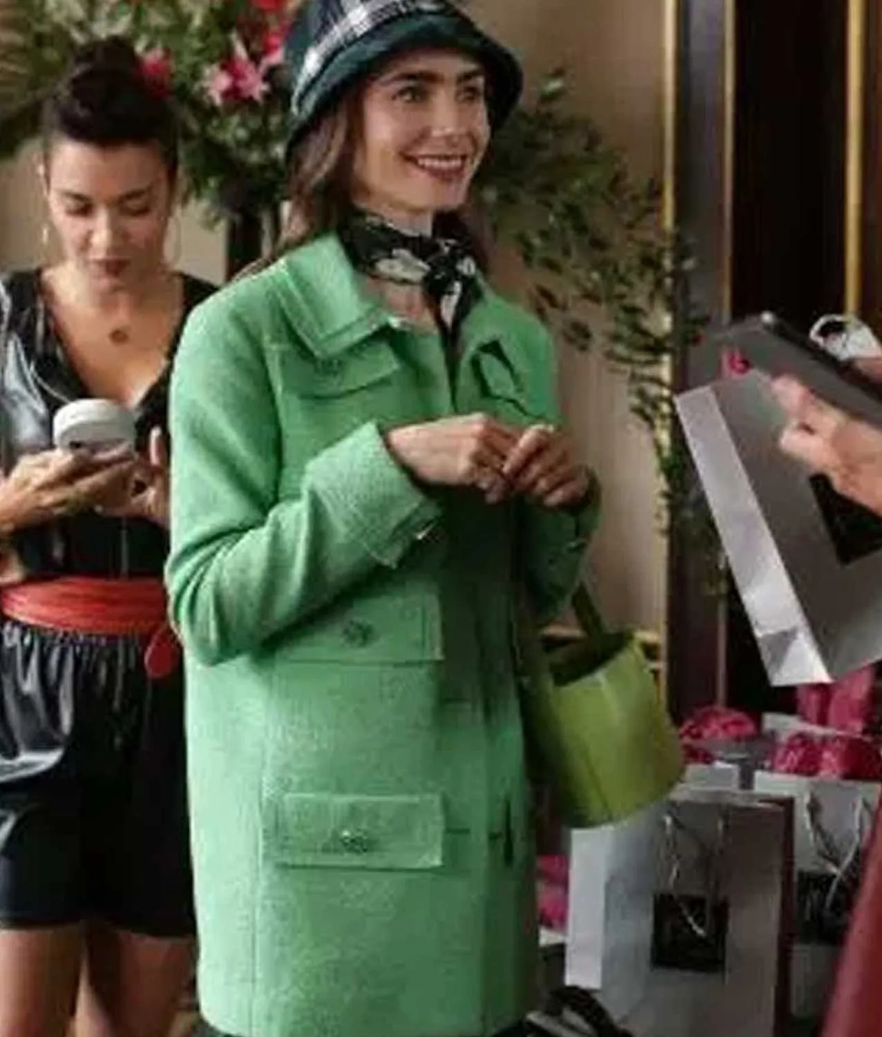 Emily In Paris Multi-Pocket Green Coat | Emily In Paris Coat