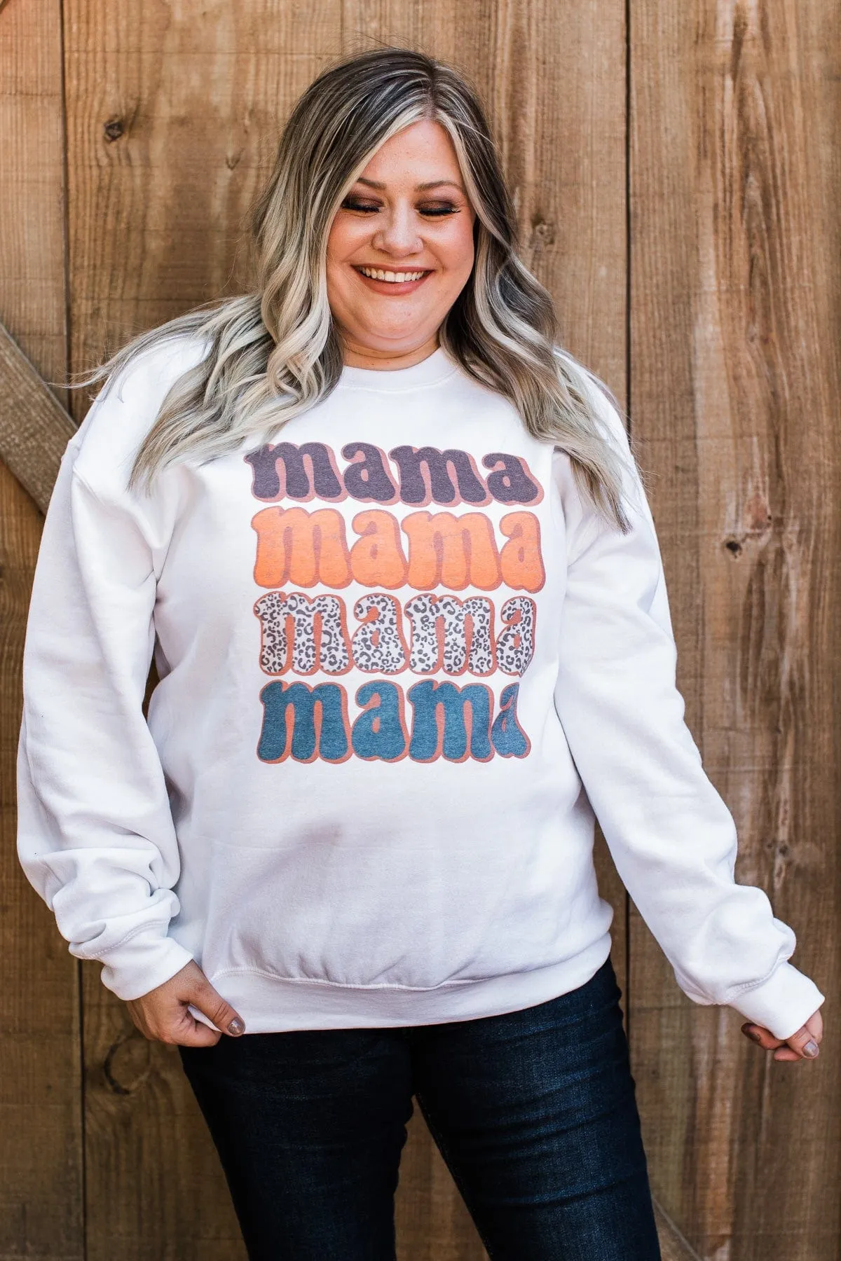 Express Your Love Mama Crew Neck- White