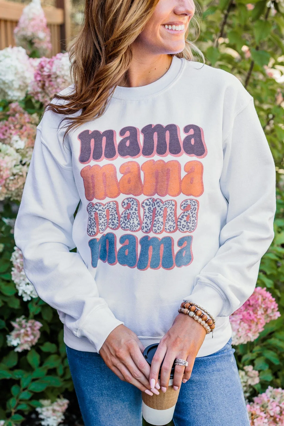 Express Your Love Mama Crew Neck- White