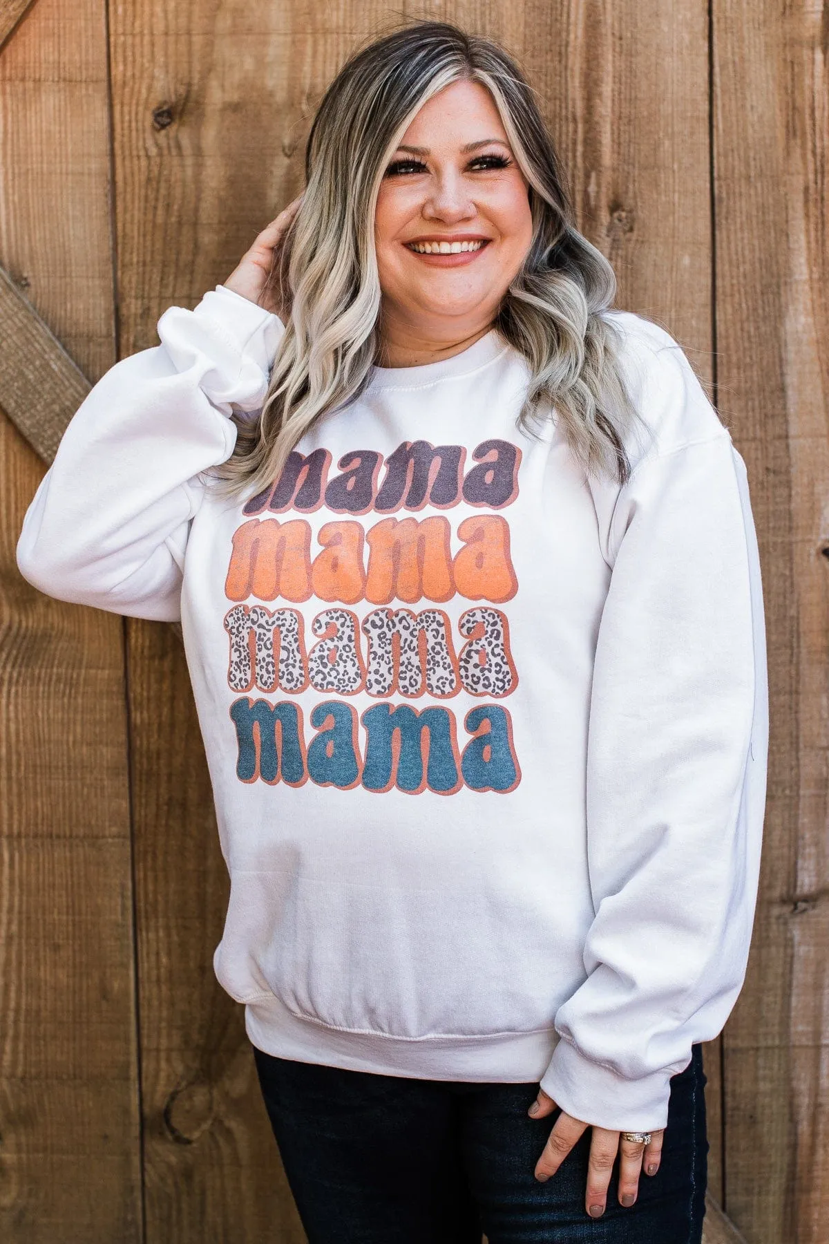 Express Your Love Mama Crew Neck- White